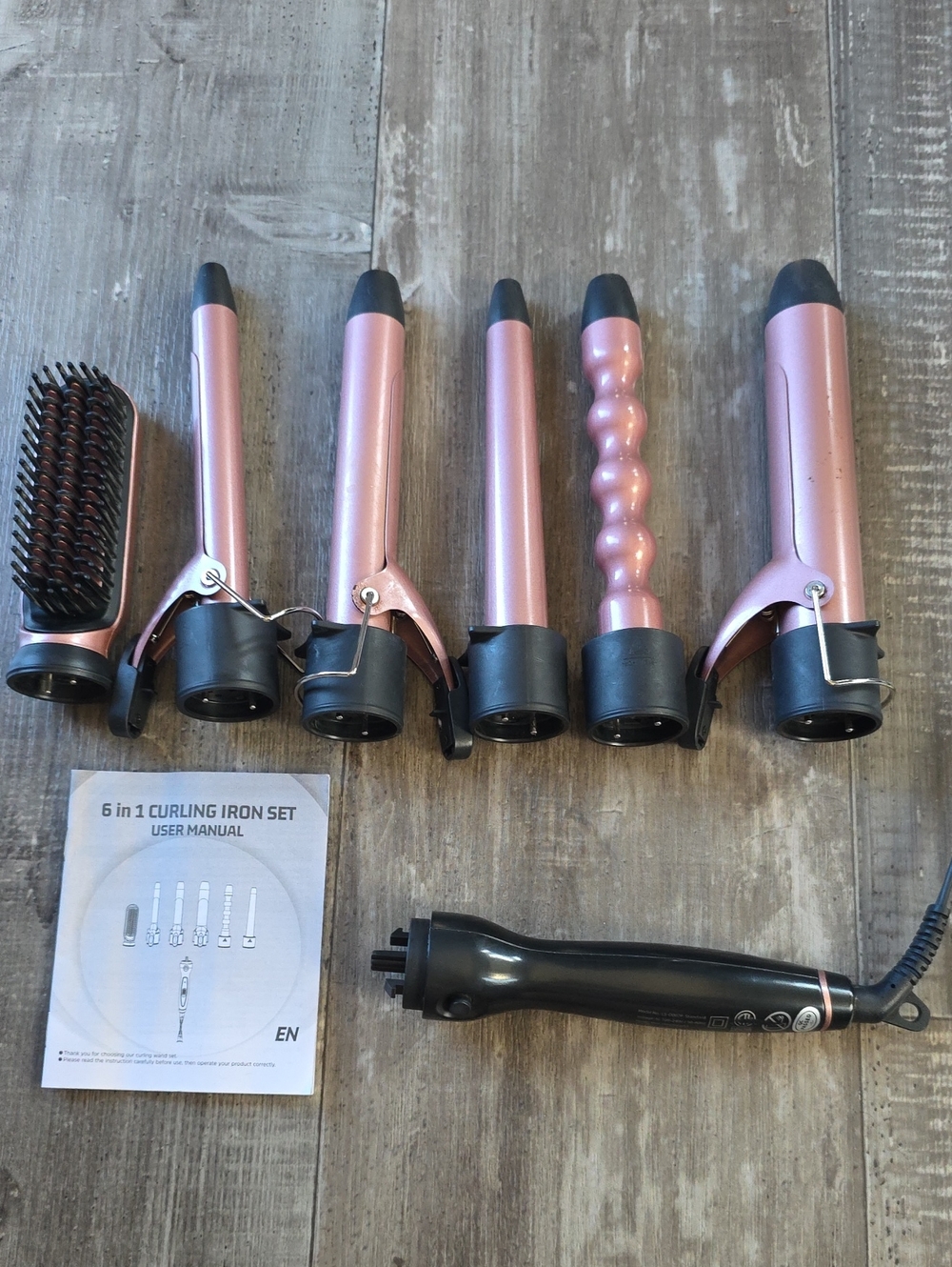 6-in-1 Women’s Curling Iron Set - Pink